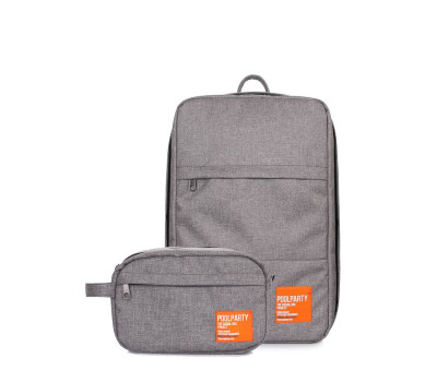 Комплект: рюкзак для ручної поклажі HUB і тревелкейс (hub-grey-combo)