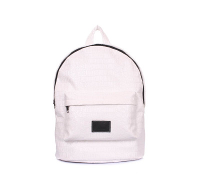 Рюкзак POOLPARTY с тиснением под крокодила (backpack-croco-white)