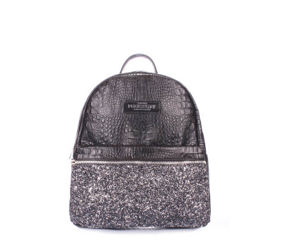 Рюкзак женский кожаный POOLPARTY Mini (mini-bckpck-croco-glitter)