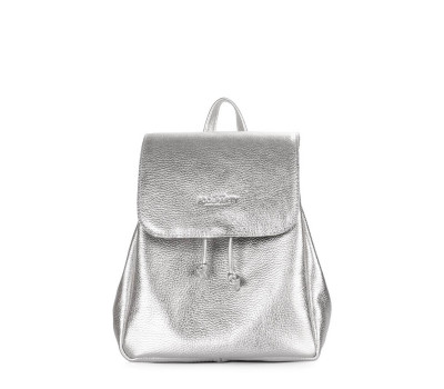 Серебряный кожаный рюкзак на завязках Paris (paris-silver)