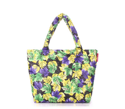 Дута сумка POOLPARTY з принтом (pp4-yellow-violet-leaves)