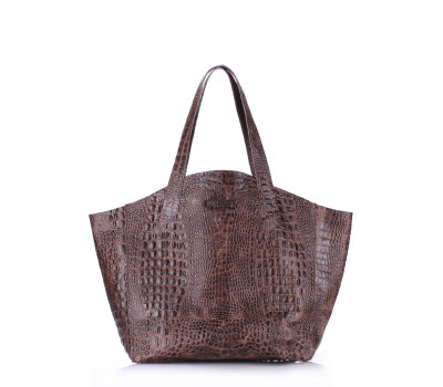 Шкіряна сумка POOLPARTY Fiore (poolparty-fiore-crocodile-brown)