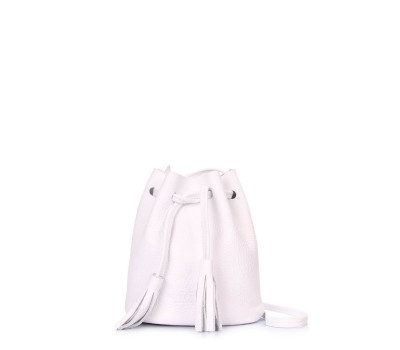 Біла шкіряна сумочка на зав&#39;язках Bucket (bucket-white)