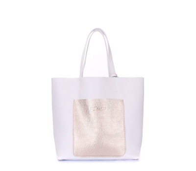 Шкіряна сумка POOLPARTY Mania (mania-white-gold)