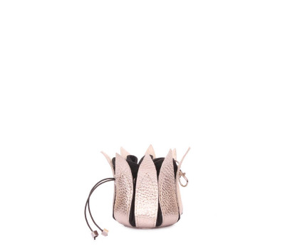 Золота шкіряна ключниця-квітка (keychain-flower-gold)