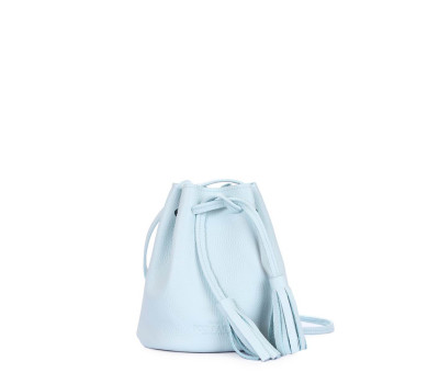 Блакитна шкіряна сумочка на зав&#39;язках Bucket (bucket-blue)