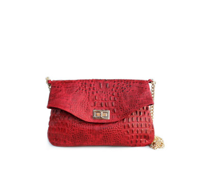 Шкіряна сумочка-клатч POOLPARTY з ланцюжком (poolparty-red-crocodile-clutch)