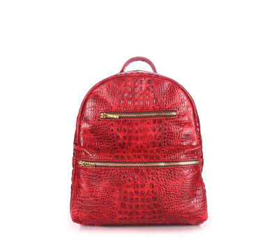 Рюкзак женский кожаный POOLPARTY Mini (mini-bckpck-leather-croco-red)