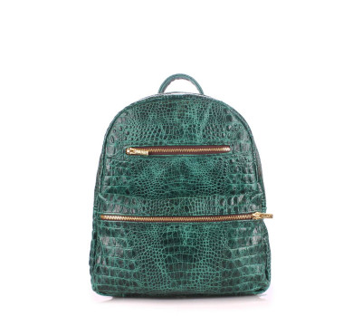 Рюкзак женский кожаный POOLPARTY Mini (mini-bckpck-leather-croco-green)