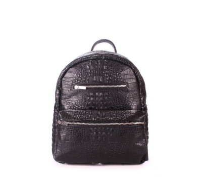 Рюкзак женский кожаный POOLPARTY Mini (mini-bckpck-leather-croco-black)