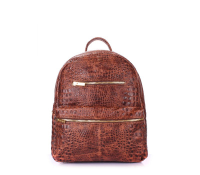 Рюкзак женский кожаный POOLPARTY Mini (mini-bckpck-leather-croco-brown)
