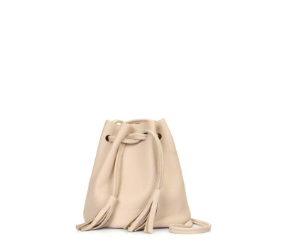 Бежева шкіряна сумочка Bucket на зав&#39;язках (bucket-beige)