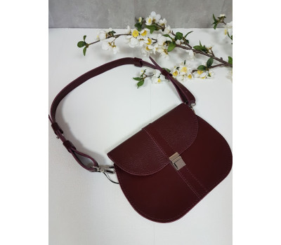 Сумка жіноча "ФЛОРА" натуральна шкіра, бургунди з рептилією
