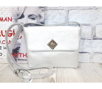 Сумка жіноча "СТРИТ" натуральна шкіра, срібний флотар