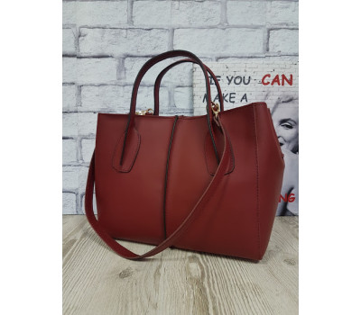 Сумка жіноча "ФОРТА" натуральна шкіра, темний корал матова