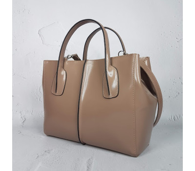 Сумка жіноча "ФОРТА" натуральна шкіра, латте глянець