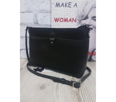 Сумка жіноча "Демі" натуральна шкіра, чорна матова