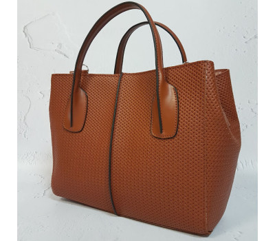 Сумка жіноча "ФОРТА" натуральна шкіра, гончарна глина плетінка