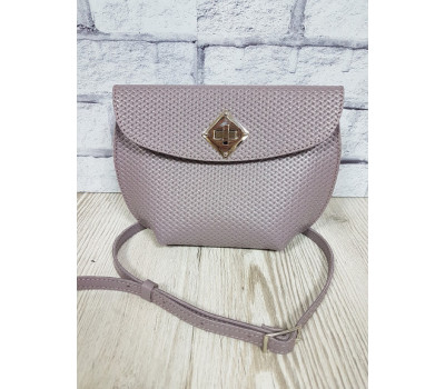Сумка жіноча "Ліра" натуральна шкіра, сіро-бузкова плетінка