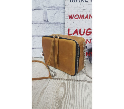 Сумка жіноча "КВАДРО" натуральна шкіра, руда Crazy horse