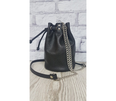 Сумка жіноча "Бель" натуральна шкіра, чорний флотар