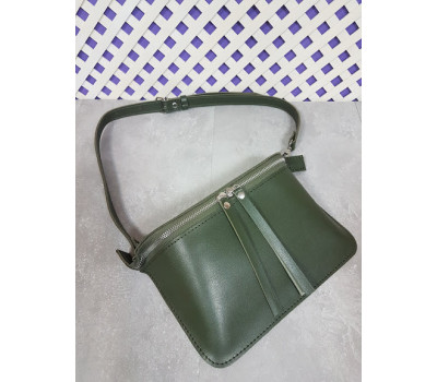 Сумка жіноча поясна "НЕКСТ" натуральна шкіра, хакі матова