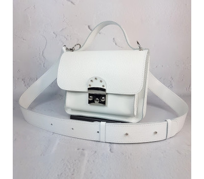 Сумка женская "Бианка" натуральная кожа, белая матовая с тиснением под рептилию