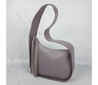 Сумка жіноча "Наомі" натуральна шкіра, сіро-бузкова плетінка