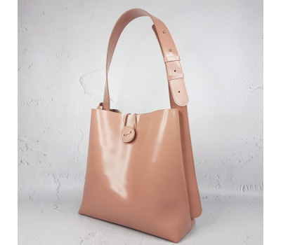 Сумка-шопер "Барбара" натуральная кожа, розовая матовая