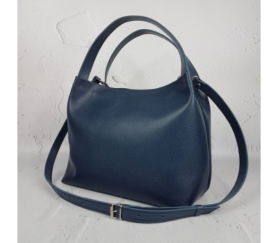 Сумка жіноча "Жаклін-плюс" натуральна шкіра, синя з тисненням під рептилію