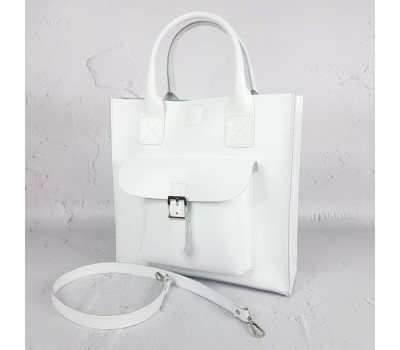 Сумка жіноча "ГАРДА" натуральна шкіра, біла матова з тисненням під рептилію