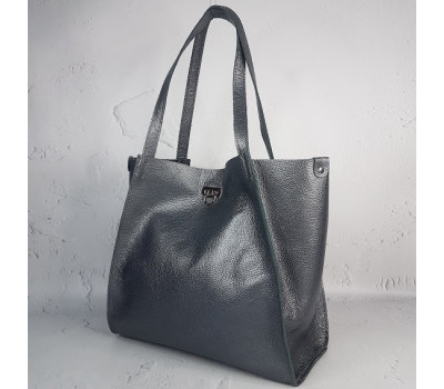 Сумка жіноча "Лола" натуральна шкіра, сірий металік флотар