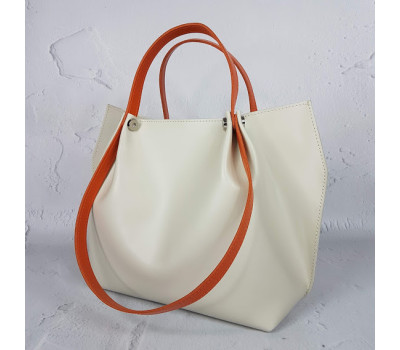 Сумка женская "Кристал" натуральная кожа, слоновая кость матовая