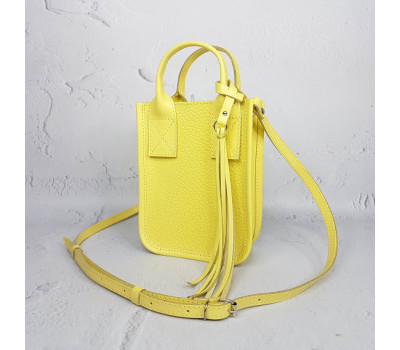 Сумка жіноча "Амелі" "натуральна шкіра, жовта з тисненням перли