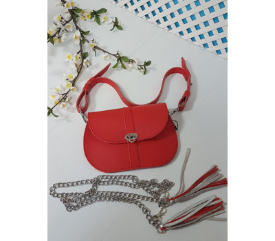 Сумка жіноча "ФЛОРА" натуральна шкіра, паприка матова гладка