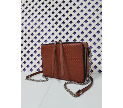 Сумка жіноча "КВАДРО" натуральна шкіра, гончарна глина плетінка