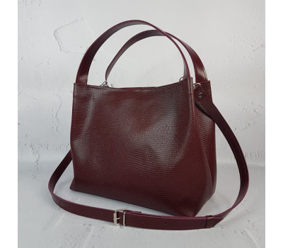 Сумка жіноча "Жаклін-плюс" натуральна шкіра, бургунди рептилія