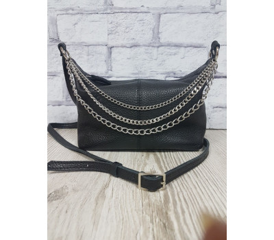 Сумка женская "Лилу" натуральная кожа, черный флотар