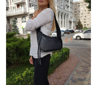 Сумка жіноча "Наомі" натуральна шкіра, чорна тиснення під рептилію