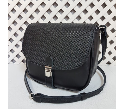 Сумка женская "Римини" на замке, натуральная кожа, с тиснением под плетенку