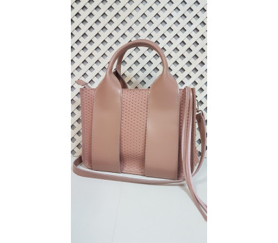 Сумка жіноча "Фіона" натуральна шкіра, рожева з тисненням "соти"