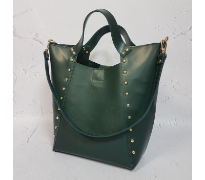 Сумка женская "ХОЛЛИ" натуральная кожа, зеленая с тиснением под рептилию