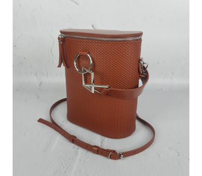 Сумка женская "Болеро"" натуральная кожа, гончарная глина плетенка