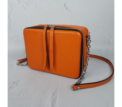 Сумка женская "КВАДРО" натуральная кожа, оранжевая флотар