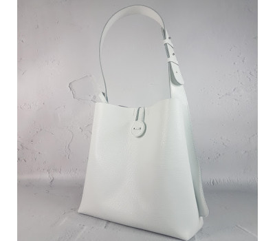Сумка-шопер "Барбара" натуральна шкіра, біла матова з тисненням під рептилію