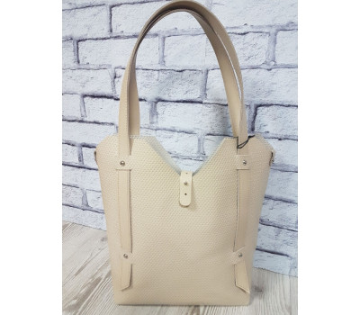 Сумка женская "Адэль" натуральная кожа, слоновая кость плетенка