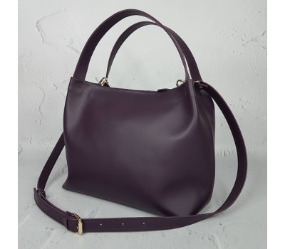 Сумка жіноча "Жаклін-плюс" натуральна шкіра, суперматовий баклажан