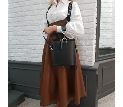 Сумка женская "Болеро"" натуральная кожа, черная матовая под рептилию