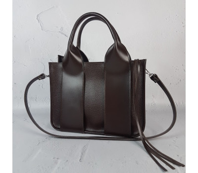 Сумка жіноча "Фіона плюс" натуральна шкіра, шоколад з тисненням під рептилію