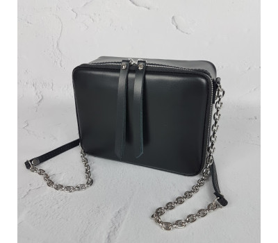 Сумка жіноча "КВАДРО" натуральна шкіра, чорна матова